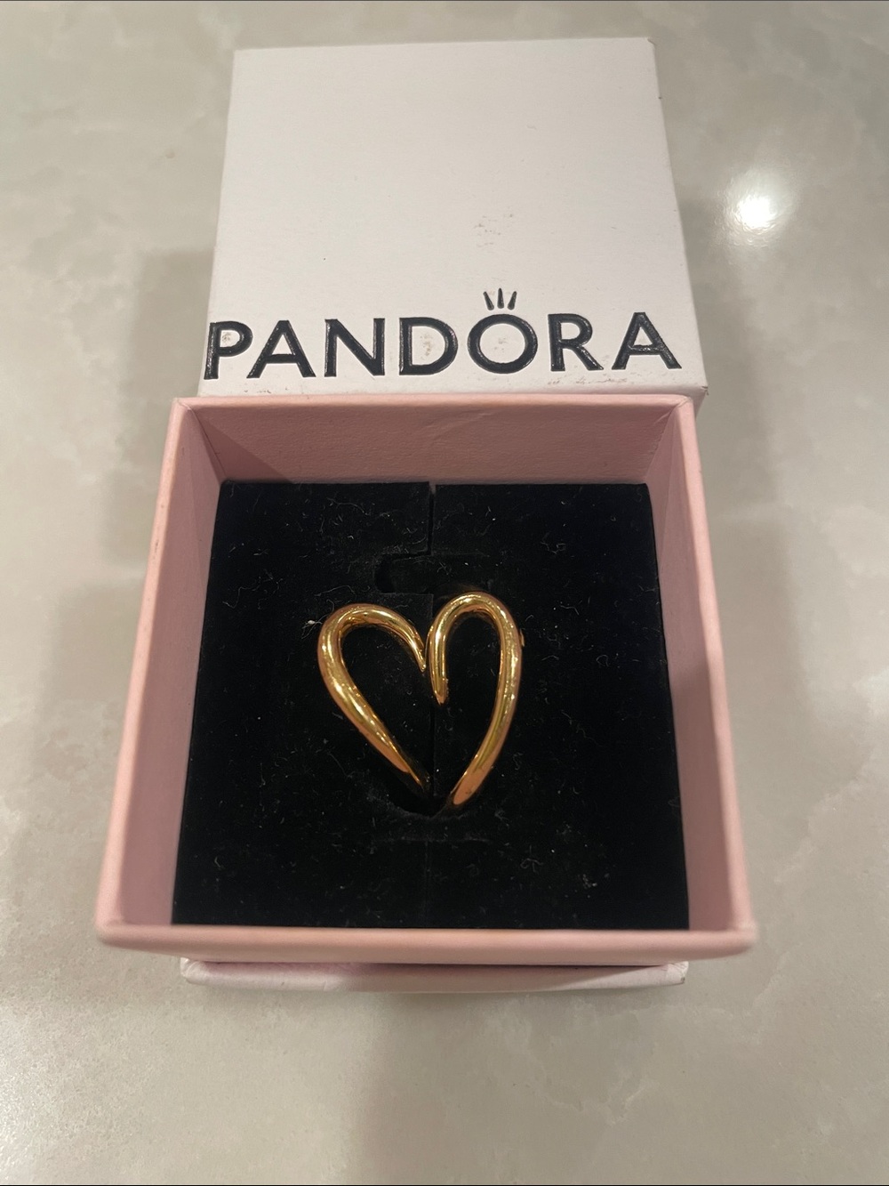 Pandora Gold Open Heart Ring - Shiny Gold Finish